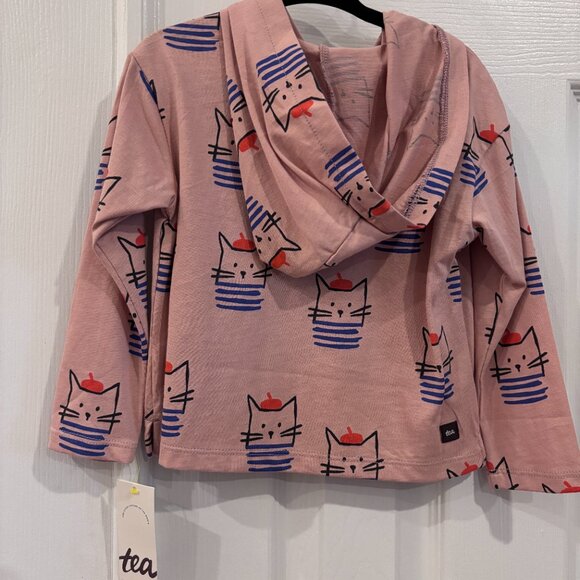 *NWT* Tea Collection Hooded Top with Kanga Pocket (Chat et Chapeu) Size 2T *NWT* - Picture 3 of 3
